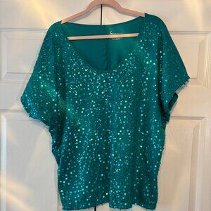 Lane Bryant Teal Sequined Top